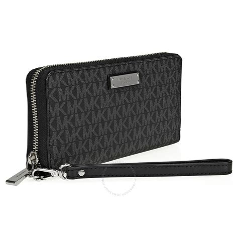 michael kors jet set continental logo large black wallet|continental wristlet.